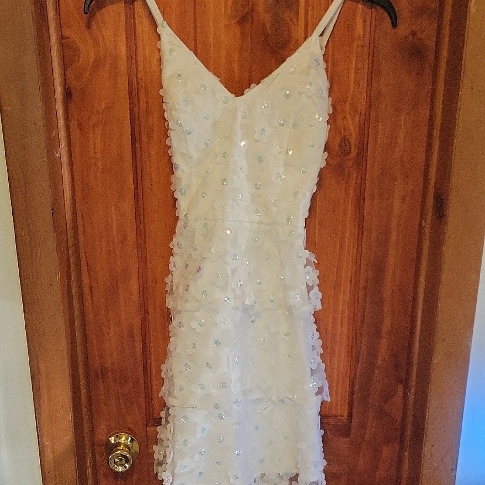 by & by White Sequin Mini Dress